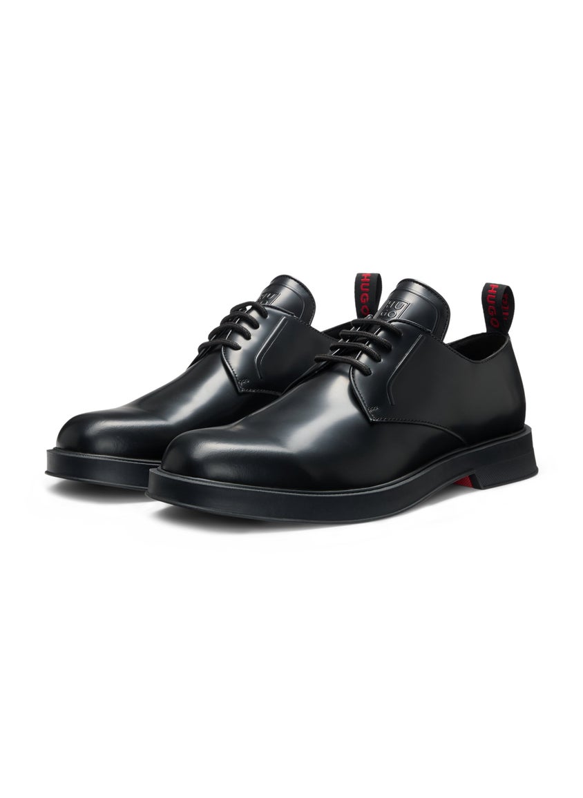 Leather Derby shoes with stacked-logo tongue