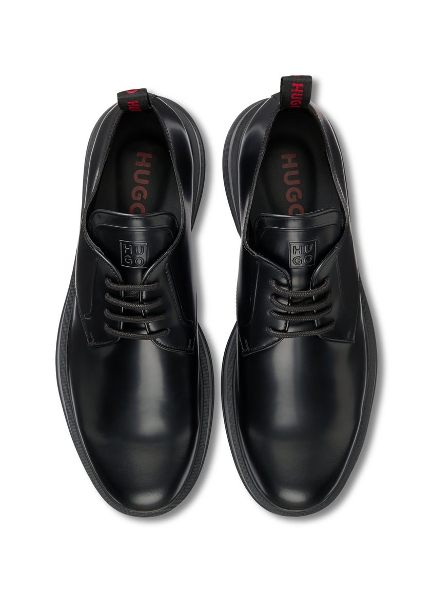 Leather Derby shoes with stacked-logo tongue