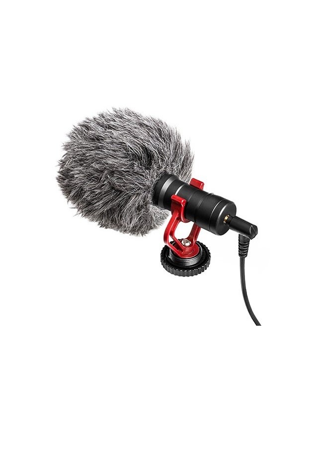 Microphone Universal Cardioid Microphone Compatible with Smartphone, Camera , Tab, Laptop Pad And Pc With Phone Clip Windshield Shock Mount Black