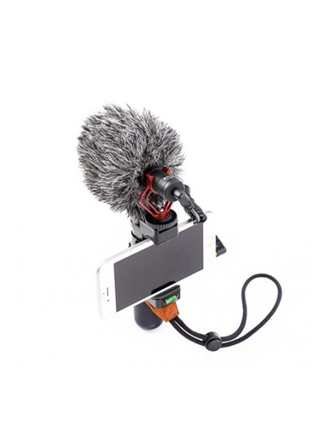 Microphone Universal Cardioid Microphone Compatible with Smartphone, Camera , Tab, Laptop Pad And Pc With Phone Clip Windshield Shock Mount Black