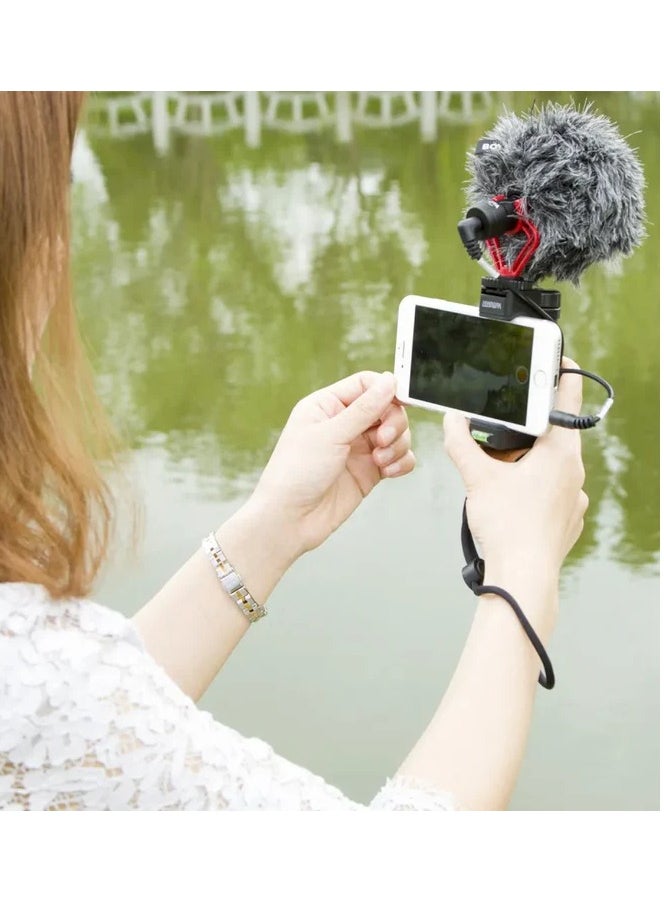Microphone Universal Cardioid Microphone Compatible with Smartphone, Camera , Tab, Laptop Pad And Pc With Phone Clip Windshield Shock Mount Black