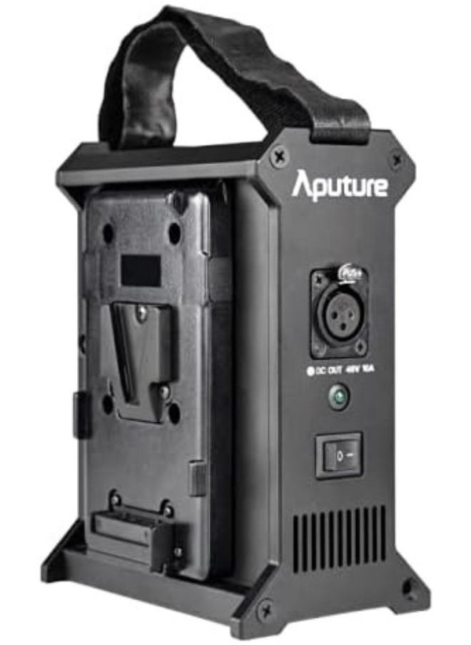 Aputure 2-Bay V-Mount Battery Power Station – Lightweight Power Supply with Quick Release Plate, Strap & Clamp – Compatible with Nova P300c, Amaran 100/200 Series