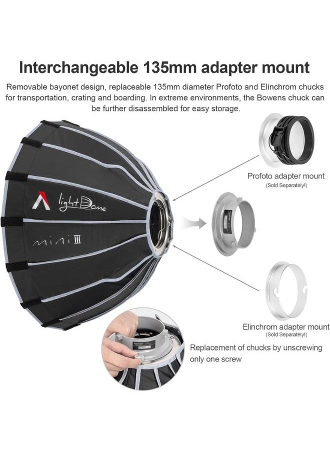 Aputure Light Dome Mini III 60cm Softbox – Compact 2ft Circular Bowens Mount with Quick-Folding Flat-Pack Design – For Amaran 150c/300c, COB 60d/x, 100d/x, 200d/x, LS C300d II, LS 600c Pro