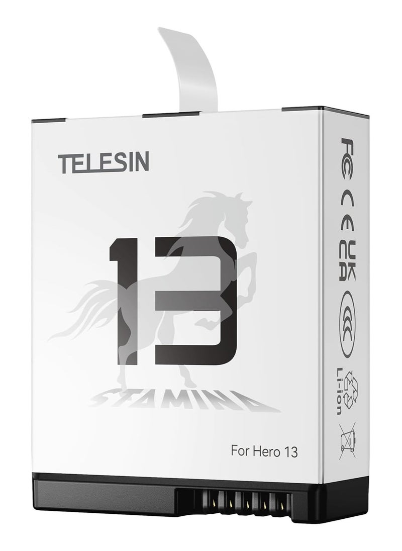 TELESIN Stamina Enduro Battery Compatible with GoPro HERO13 Black | High Endurance HERO 13 Fast Charging Battery Support -20°C Go Pro Hero 13 battery