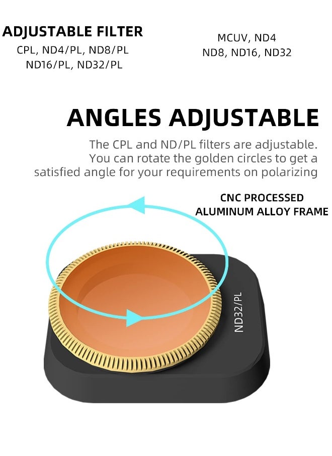 ND Lens Filter for DJI Mini 3 Pro, UV Filter Multi-Coated Filter Camera Lens Drone Camera Lens Accessories, Adjustable Ultra-Light Filter (ND16)