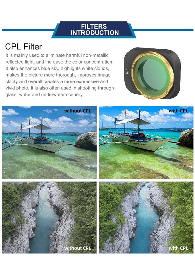 ND Lens Filter for DJI Mini 3 Pro, UV Filter Multi-Coated Filter Camera Lens Drone Camera Lens Accessories, Adjustable Ultra-Light Filter (ND16)