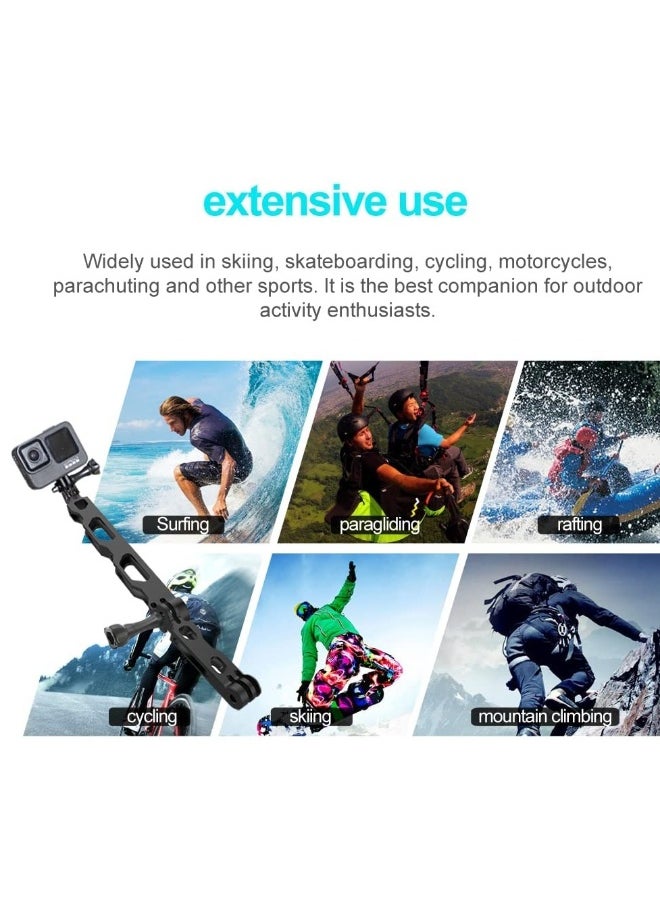 Arm for Action Camera Aluminum Alloy Extension, Tripod Mount Helmet Stick, Which Compatible with GoPro Hero 10/9/8/7/6/5 Black, Insta360 etc
