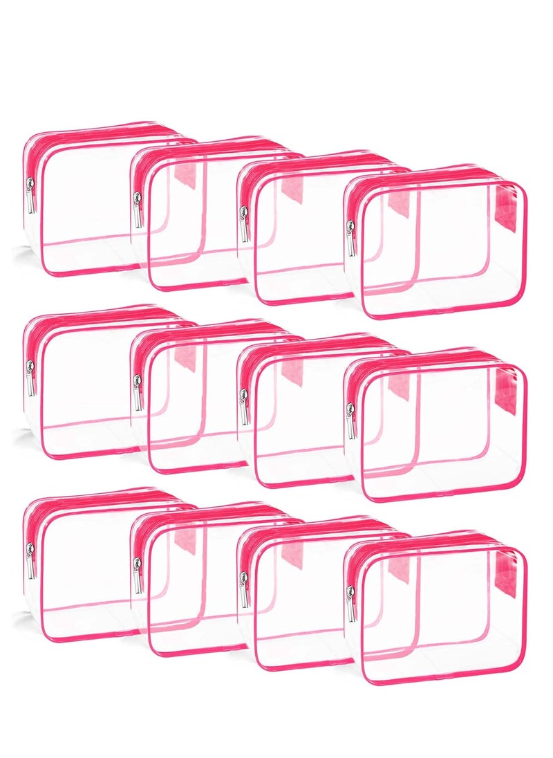 Toiletry Bag, Clear Travel Toiletry bag, Makeup Cosmetic Bag Set for Women Men, Portable Toiletry Bag for Travel, Bathroom and Organizing (rose red 12pcs), rose red 12pcs