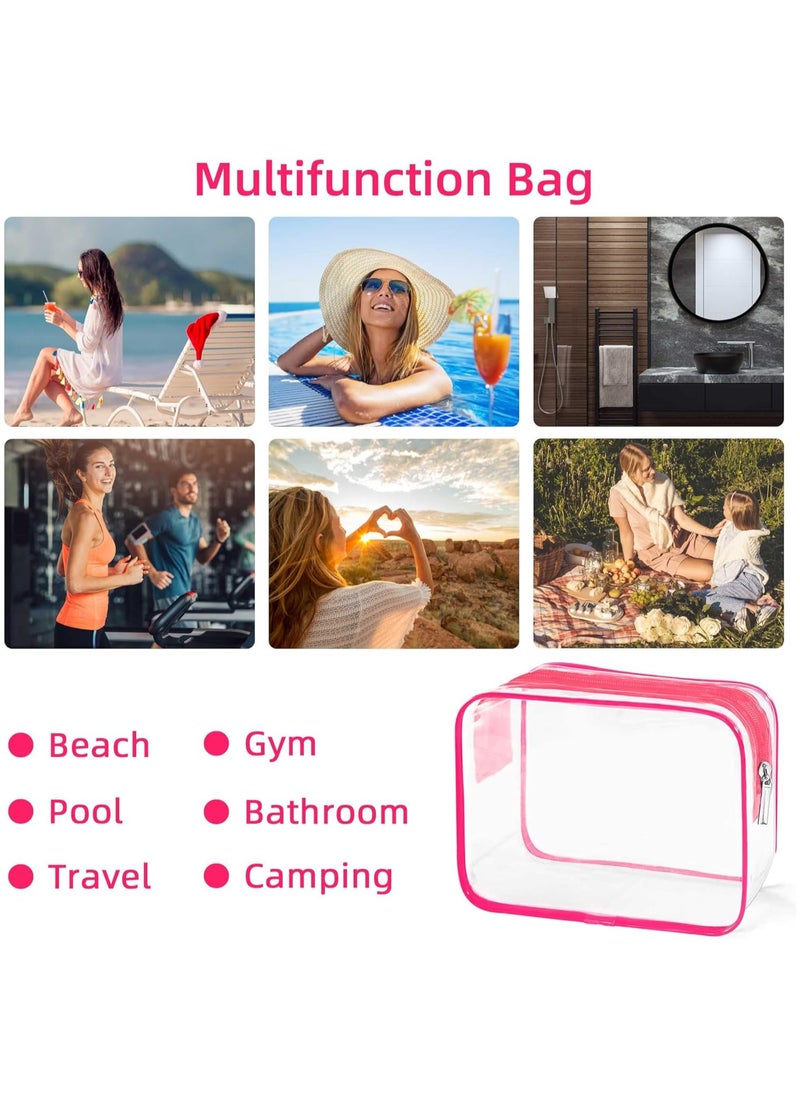 Toiletry Bag, Clear Travel Toiletry bag, Makeup Cosmetic Bag Set for Women Men, Portable Toiletry Bag for Travel, Bathroom and Organizing (rose red 12pcs), rose red 12pcs