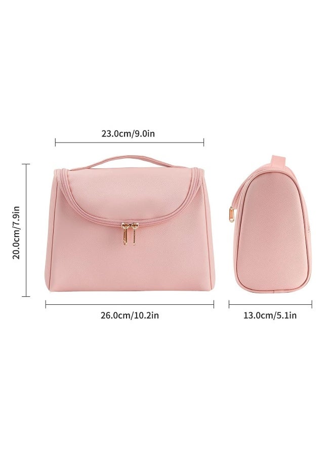 Travel Cosmetic Bags Makeup Bag Toiletry Bag for Women Large Capacity Makeup Organizer Bag Vegan Leather Makeup Brush Organizer Waterproof Cosmetic Bags for Women