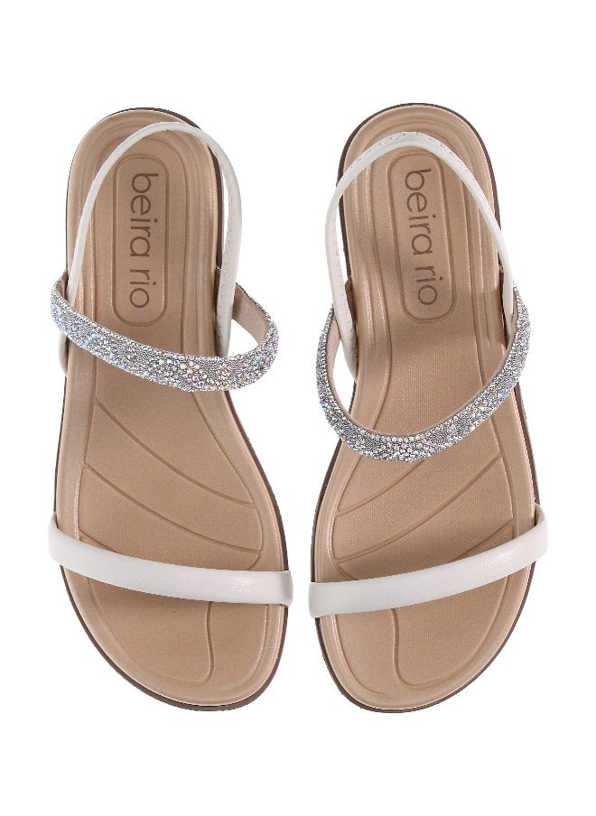 Beira Rio Ladies Low Heel Sandals White | Made In Brazil