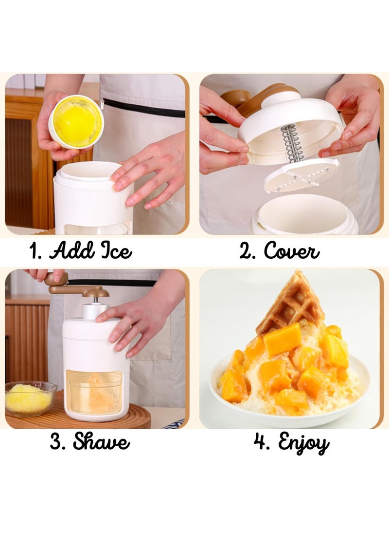 AMDROZ Ice Shaving Machine Hand Cracked Snow Cone Crusher Advanced Manual Ice Shaving Machine Household Kitchen Utensils and A Freezing Mold for Making SmoothiesBPA Free