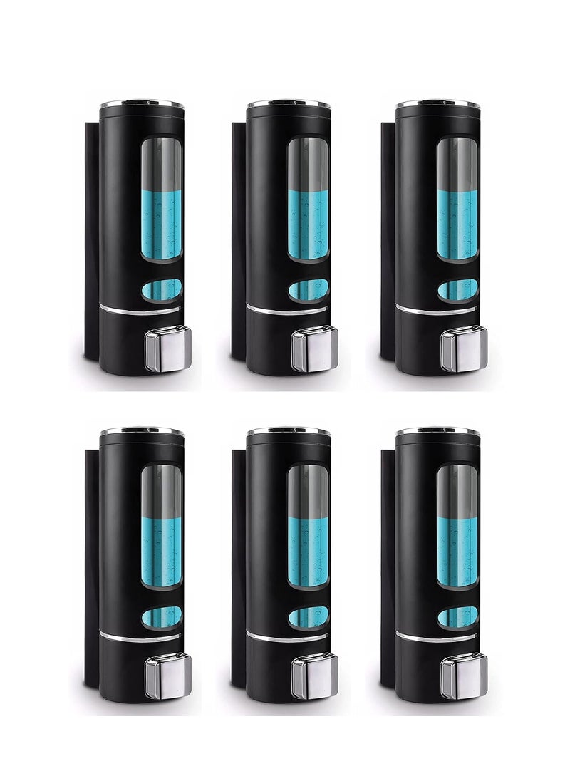 BATH GURU Liquid Sanitizer Shower Gel Dish Wash Soap Dispenser for Bathroom Kitchen 400Ml Pack of 6 Capsule Black