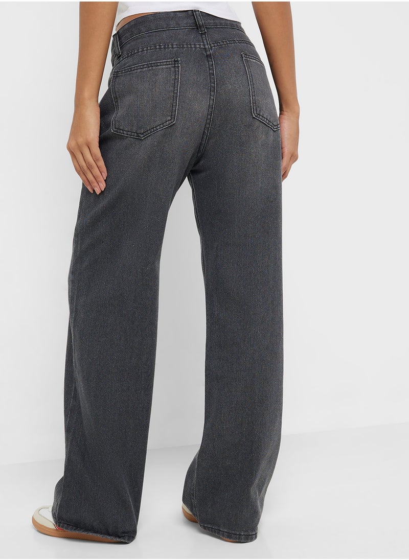 Mid Rise Straight Fit Jeans