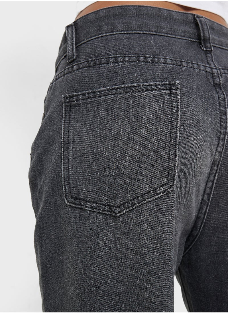 Mid Rise Straight Fit Jeans