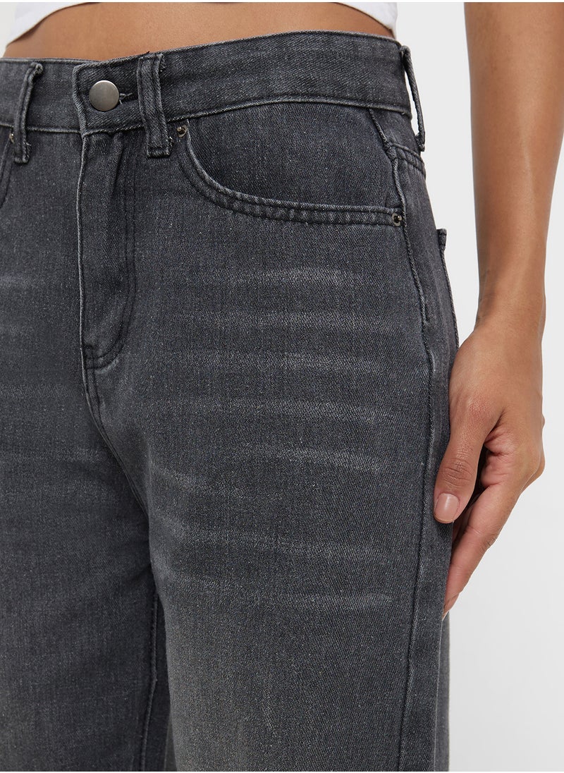 Mid Rise Straight Fit Jeans