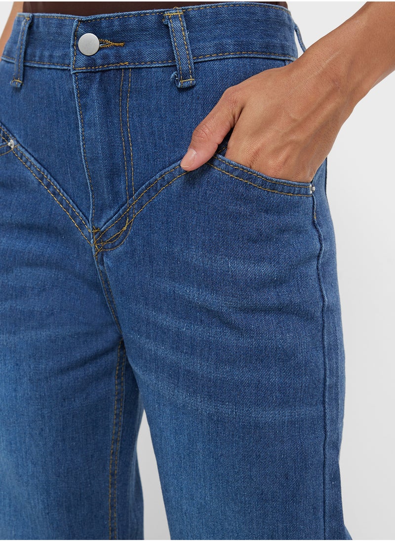 Mid Rise Straight Fit Jeans