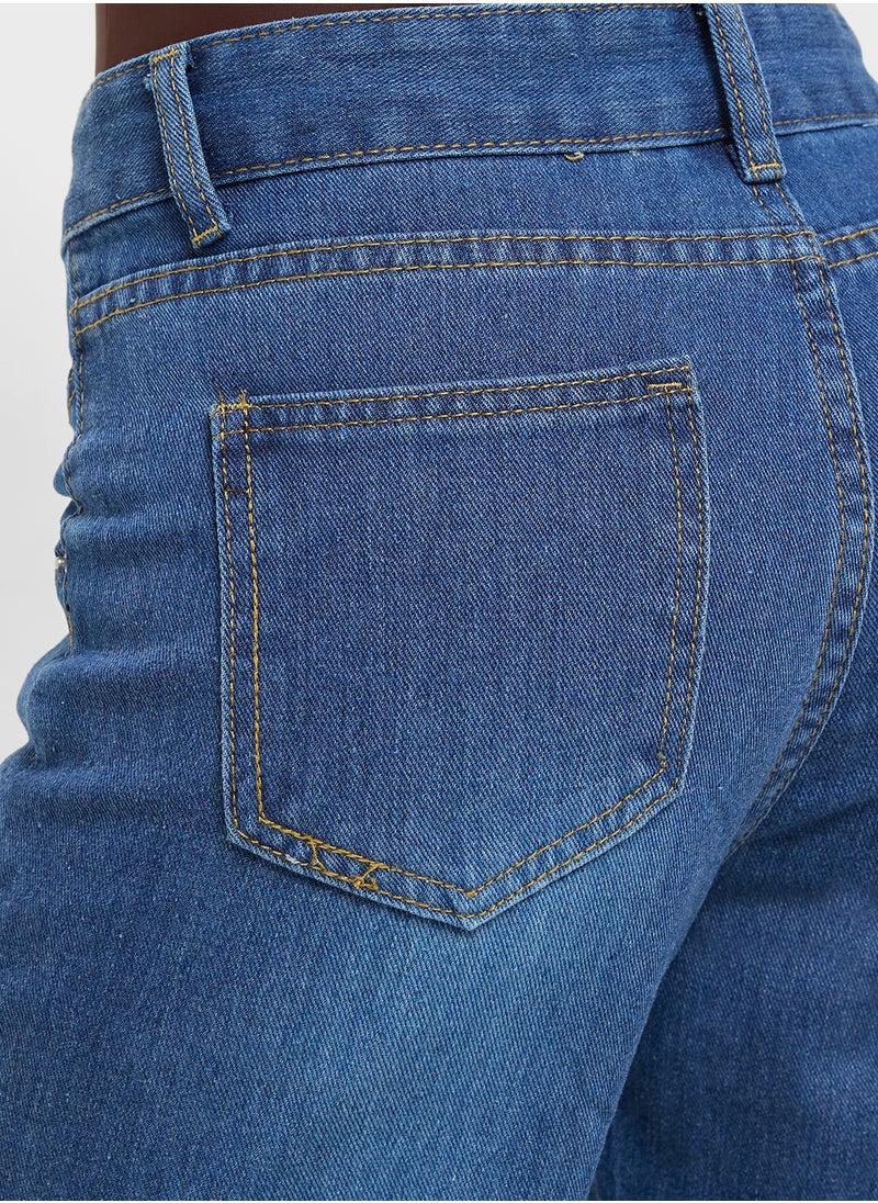 Mid Rise Straight Fit Jeans