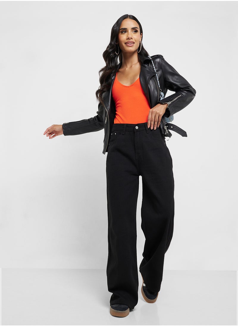 Mid Rise Straight Fit Jeans