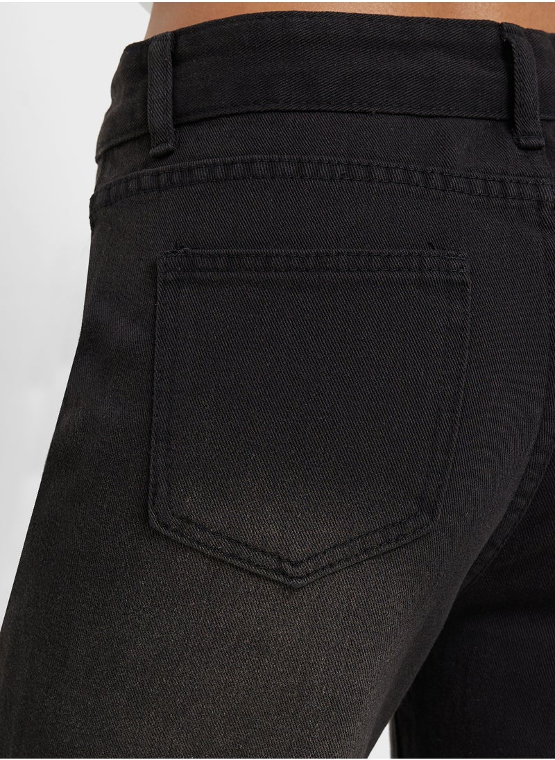 Mid Rise Straight Fit Jeans