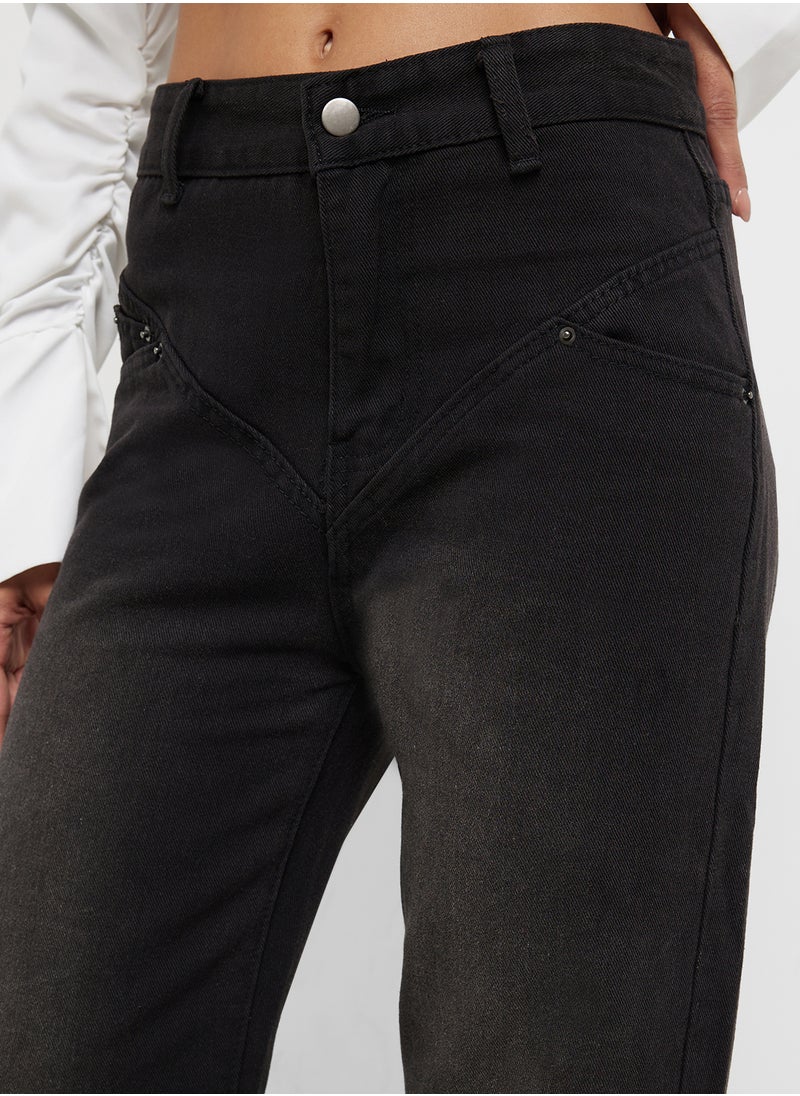 Mid Rise Straight Fit Jeans