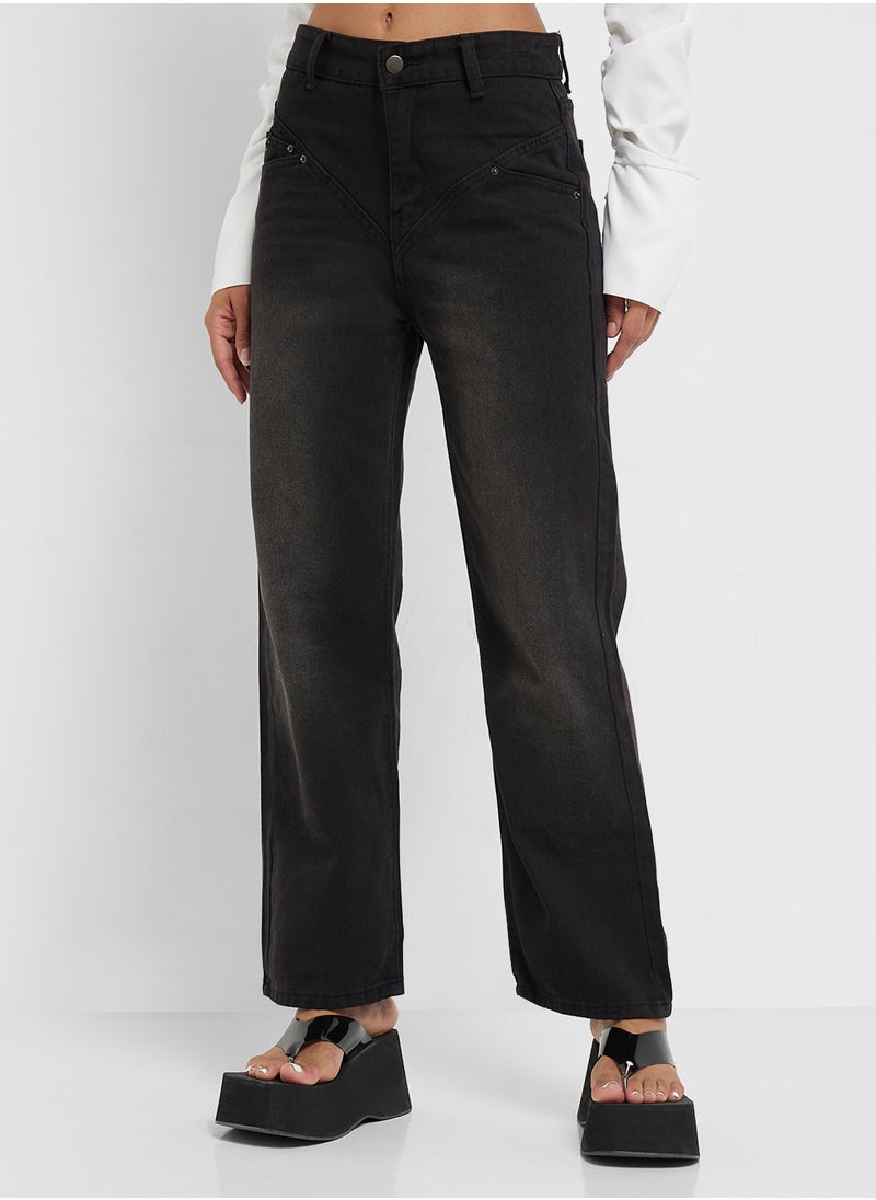 Mid Rise Straight Fit Jeans