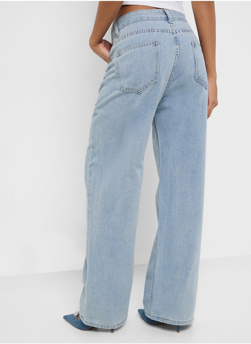 Mid Rise Flared Jeans