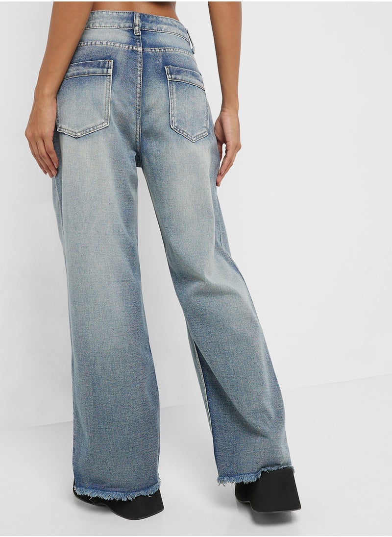 Mid Rise Wide Leg Jeans
