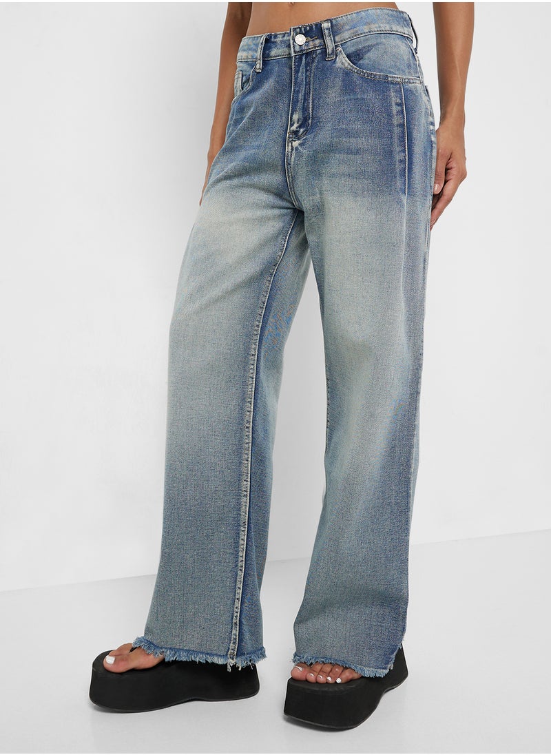 Mid Rise Wide Leg Jeans