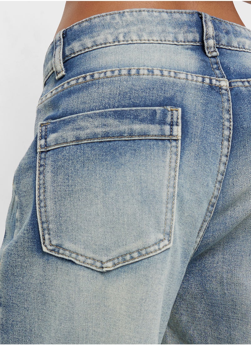 Mid Rise Wide Leg Jeans