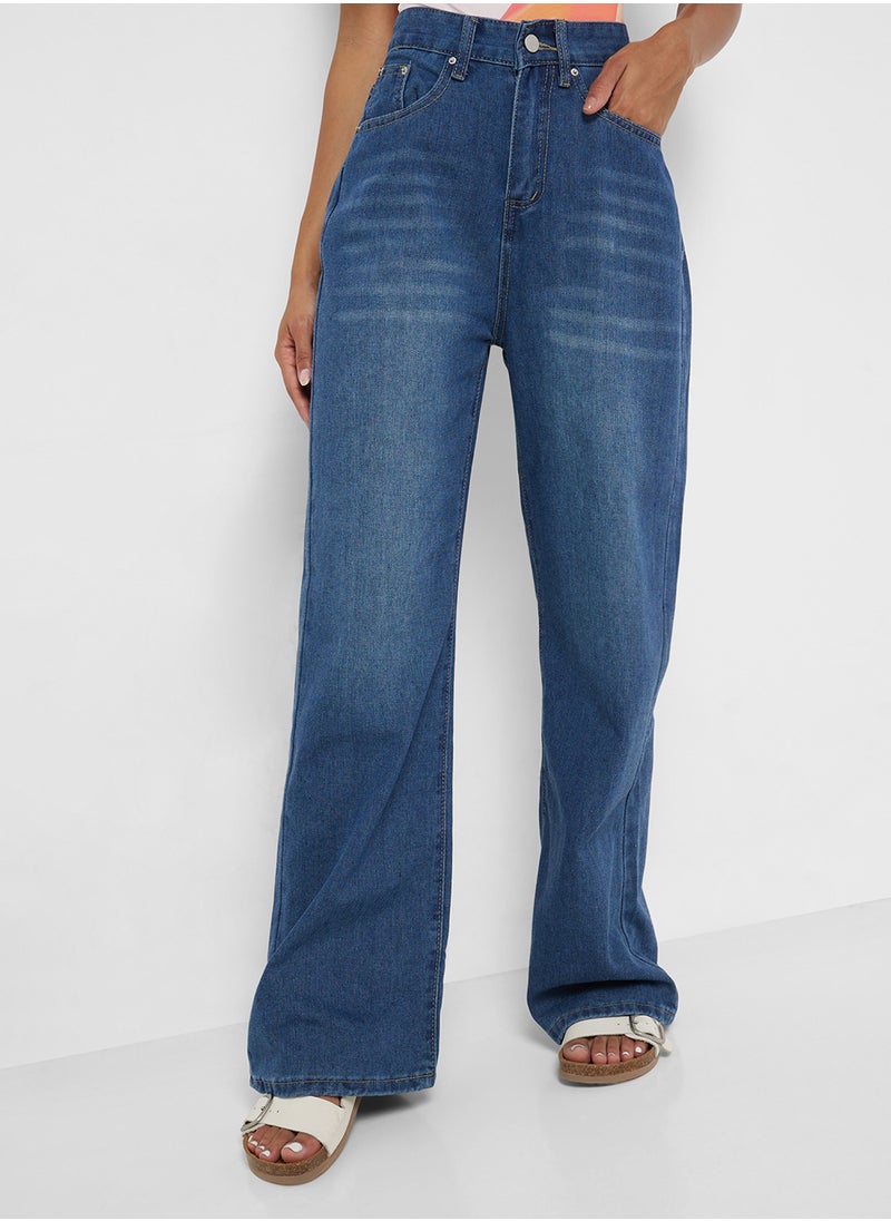 Mid Rise Straight Fit Jeans