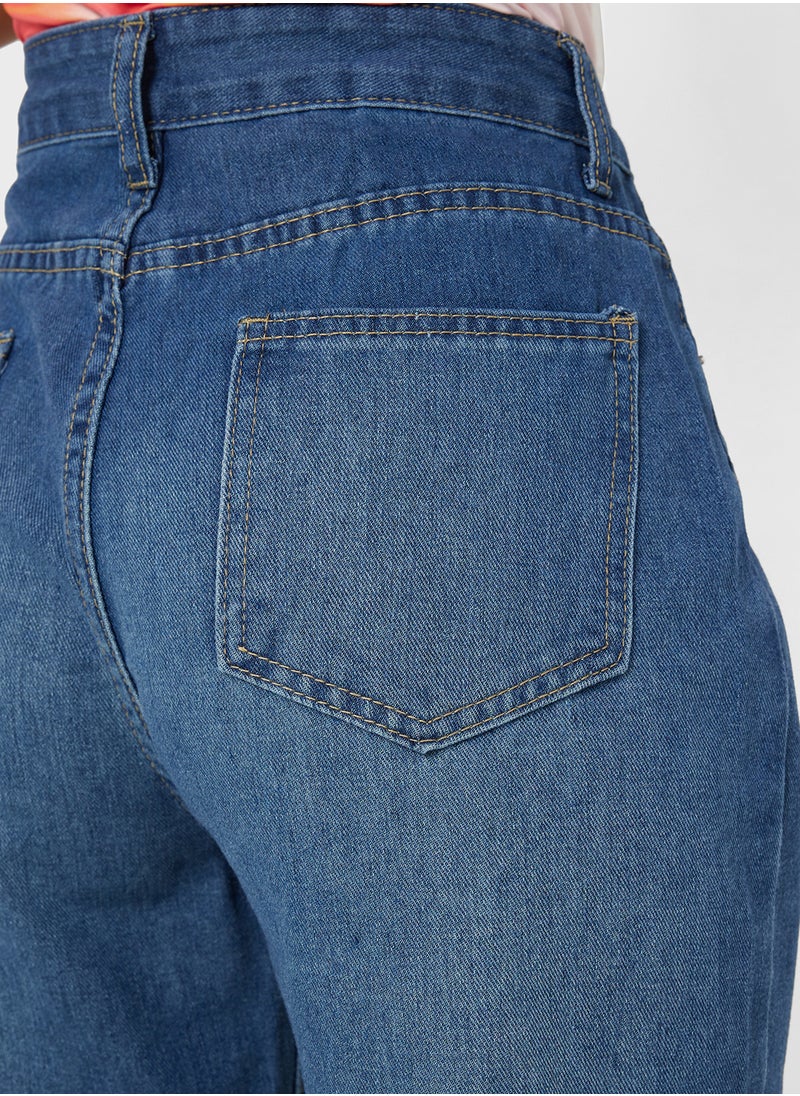 Mid Rise Straight Fit Jeans