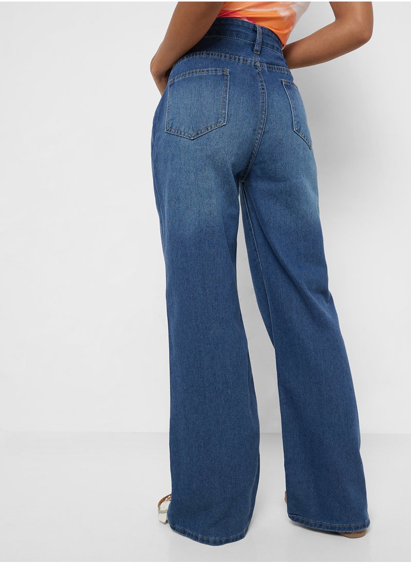 Mid Rise Straight Fit Jeans