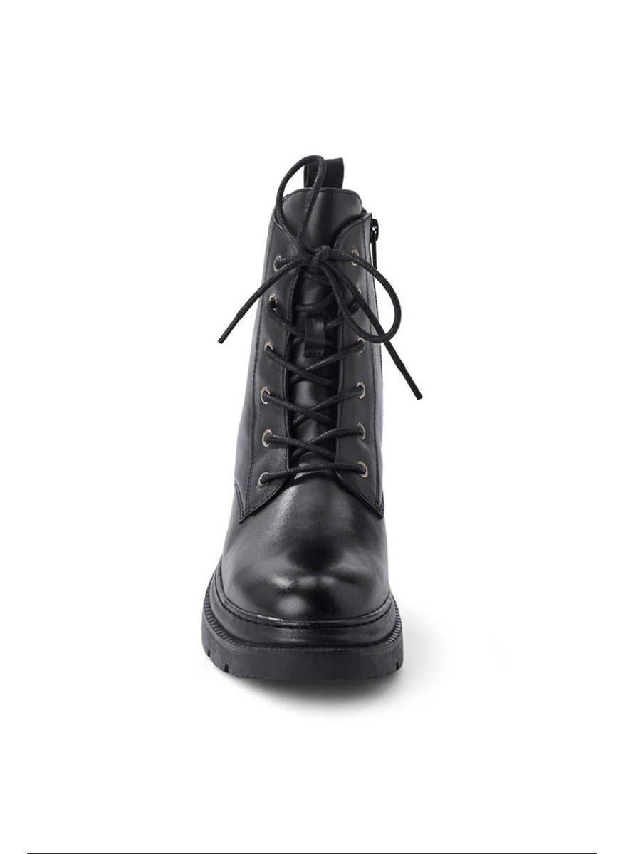 Women Leather Lace Up Boots, Black