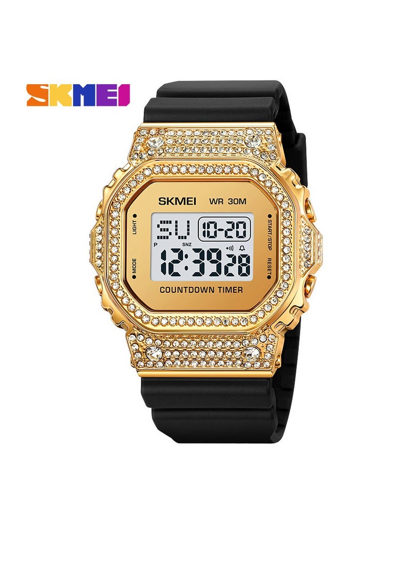 Shikemei Watch Series Diamond-studded Luxury Digital Watch Waterproof TPU Strap Fashion Watch