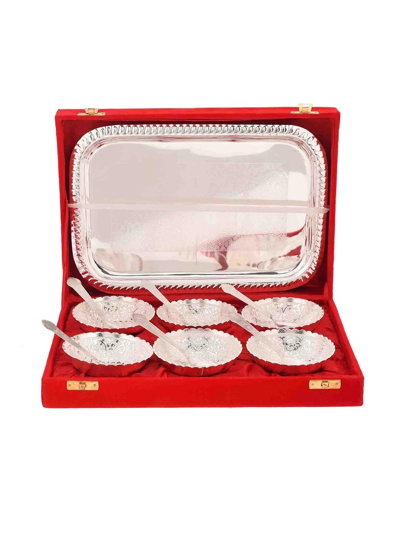 AC ANAND CRAFTS German Silver Bowl Set 13 pcs Set Silver Red Velvet Box Best for Diwali Gift Corporate Gift Navratri Gift