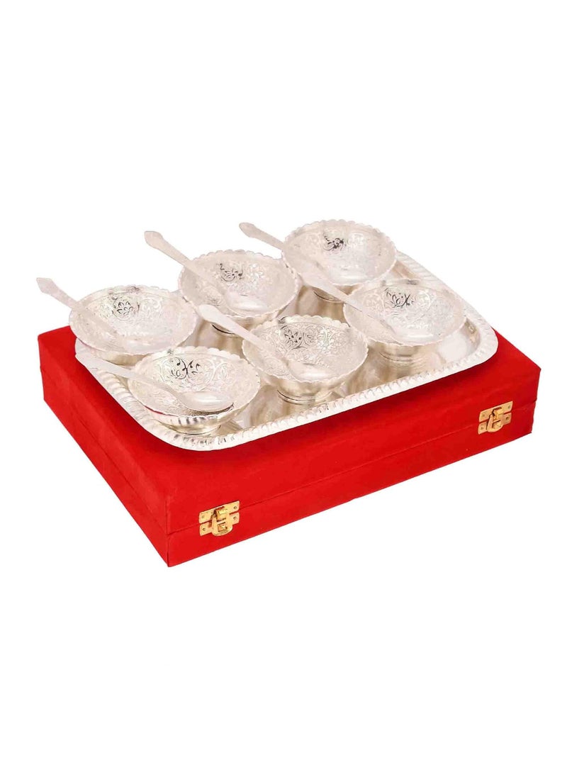 AC ANAND CRAFTS German Silver Bowl Set 13 pcs Set Silver Red Velvet Box Best for Diwali Gift Corporate Gift Navratri Gift