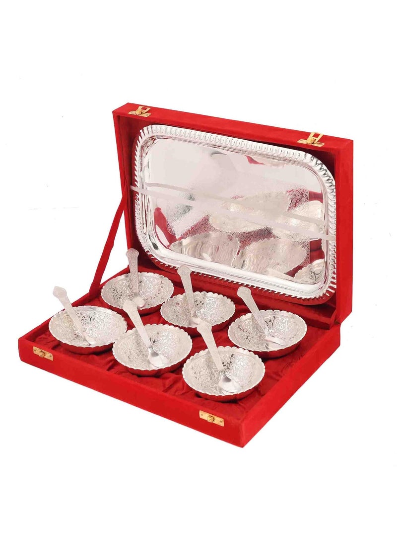 AC ANAND CRAFTS German Silver Bowl Set 13 pcs Set Silver Red Velvet Box Best for Diwali Gift Corporate Gift Navratri Gift