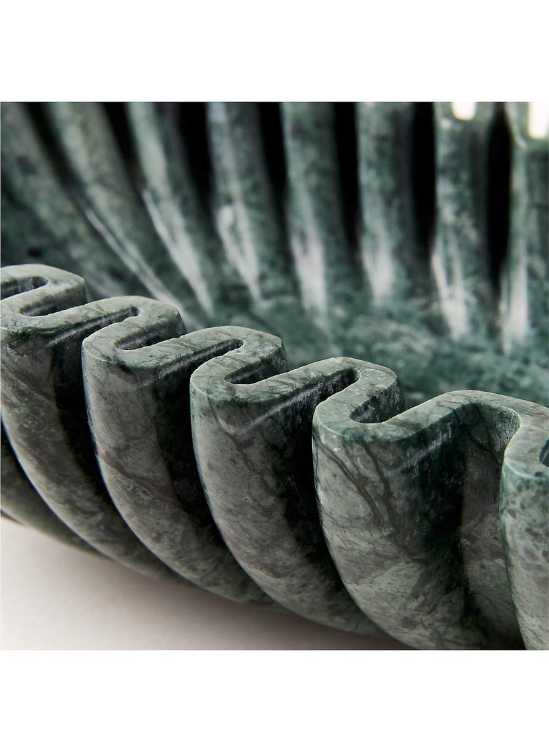 Oval Fluted Green Marble Bowl Handmade Marble Bowl Centerpiece Bowl Home Decor Bowl Green Large Fluted Bowl for Table Centerpiece Green Fluted Bowl Ruffle Large Bowl