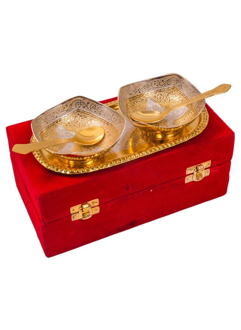 JAIPUR ACE Unique Gifts Silver and Gold Plated Bowl Set for Complete Utility Product for Your Home