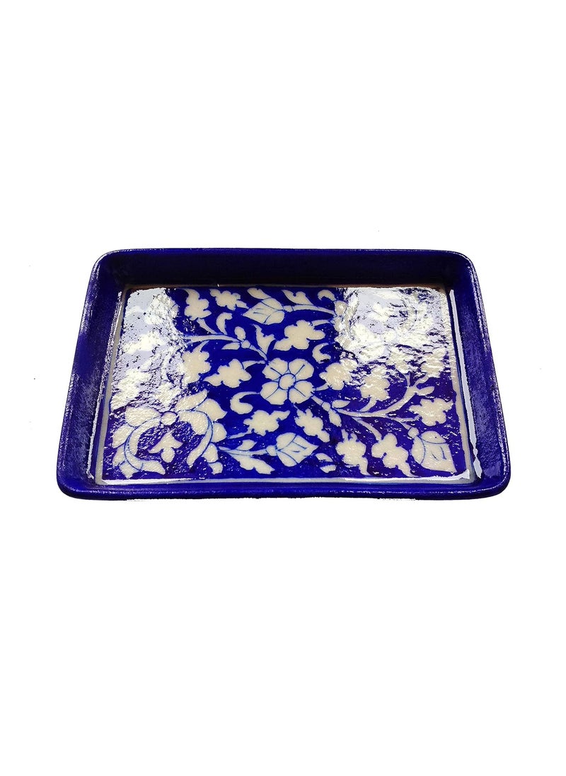 Shiv Kripa Ceramic Hand Made Decorative Pottery Tray Blue