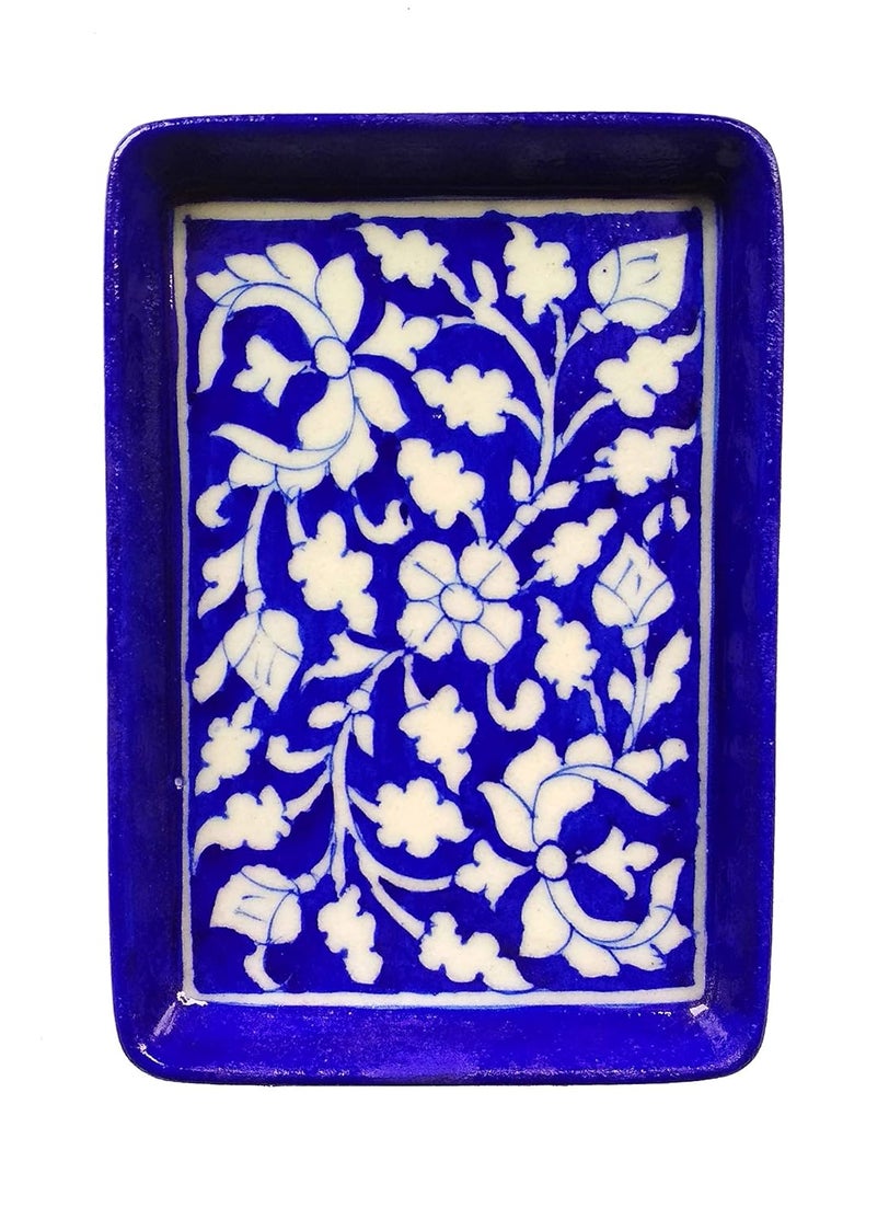 Shiv Kripa Ceramic Hand Made Decorative Pottery Tray Blue