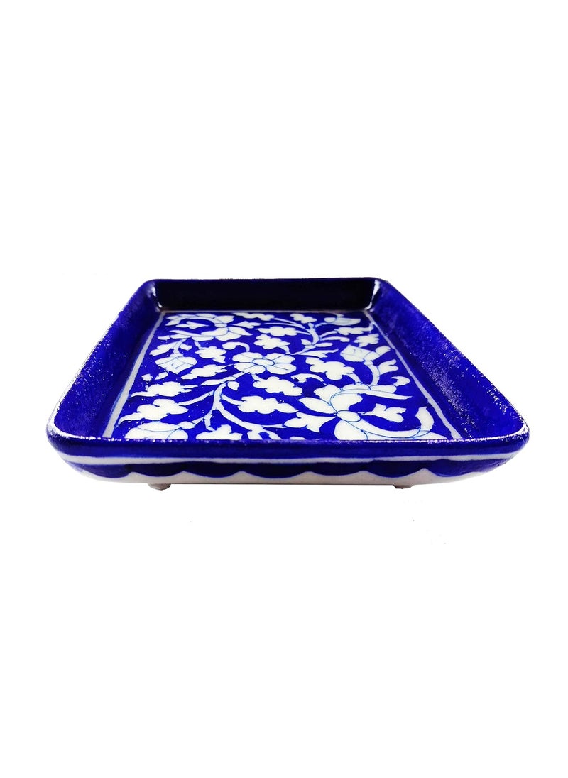 Shiv Kripa Ceramic Hand Made Decorative Pottery Tray Blue