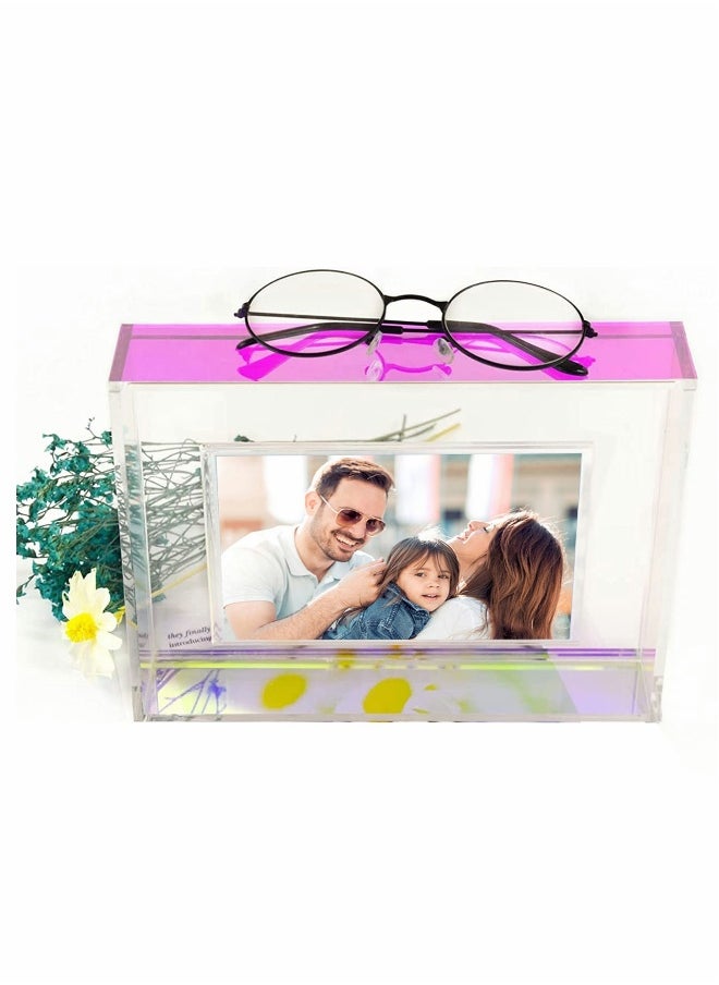 Acrylic Photo Frame 8.7 x 6.7 inch Double Sided Picture with Magnetic Clear Frameless Desktop Block