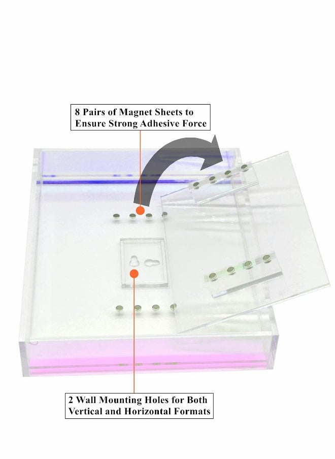 Acrylic Photo Frame 8.7 x 6.7 inch Double Sided Picture with Magnetic Clear Frameless Desktop Block