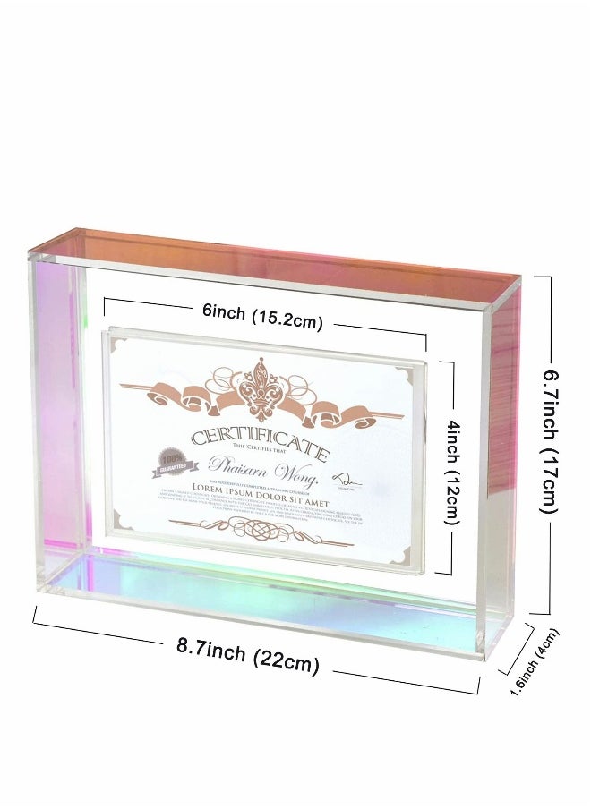 Acrylic Photo Frame 8.7 x 6.7 inch Double Sided Picture with Magnetic Clear Frameless Desktop Block