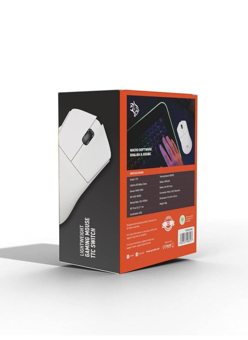Porodo Gaming Lightfeather 7D Gaming Mouse  (USB Wire, 2.4G, Bluetooth)