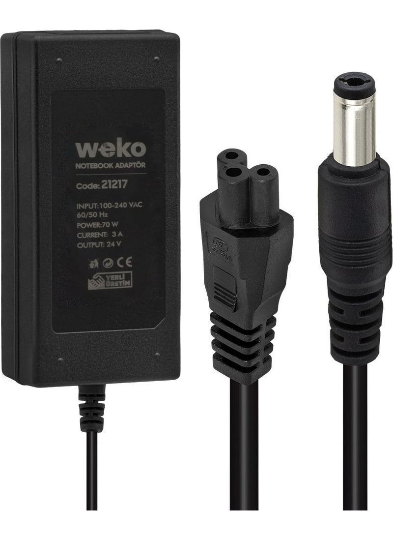 Weko 24 Volt 3 Ampere 70 Watt 5.5 * 2.5 Pin Notebook Adapter Domestic Production