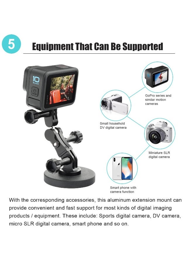 Aluminum Ball Handlebar Mount for GoPro Camera Clamp Mount Monitor 360° Ballhead Magic Arm Lock Any Direction