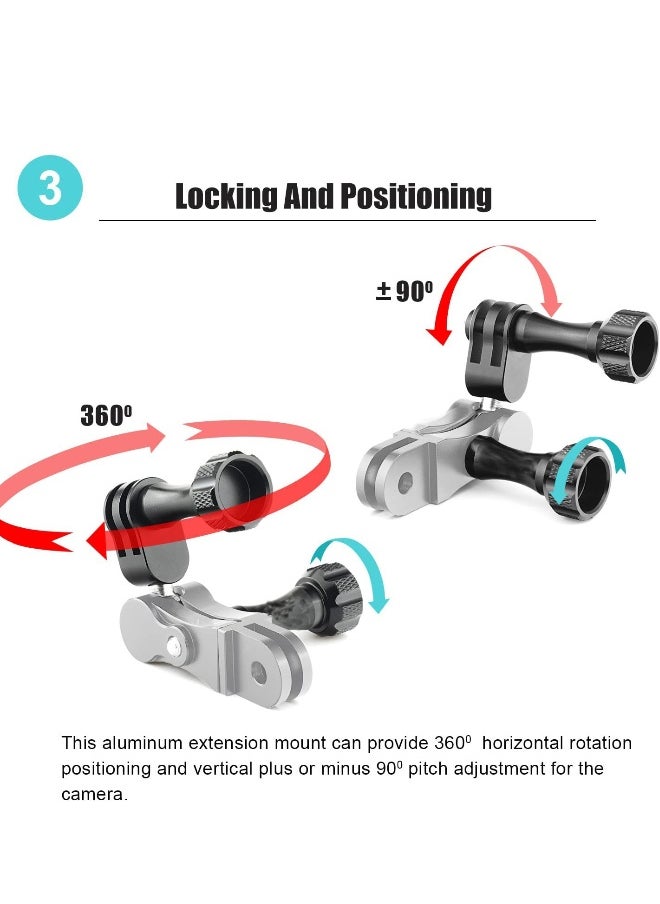 Aluminum Ball Handlebar Mount for GoPro Camera Clamp Mount Monitor 360° Ballhead Magic Arm Lock Any Direction
